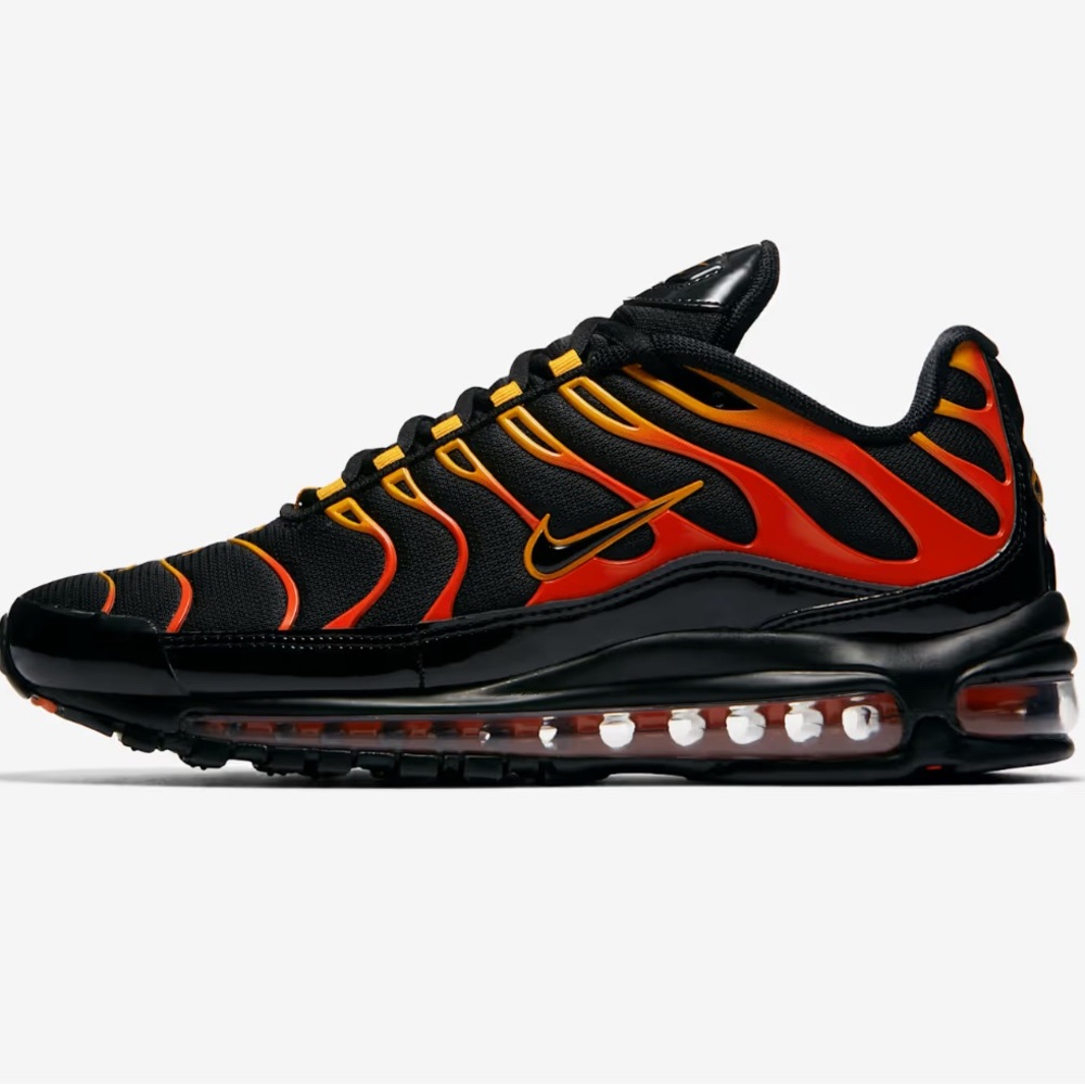 Nike Air Max 97 Plus Black with Fiery Orange Accents Size 9 1/2